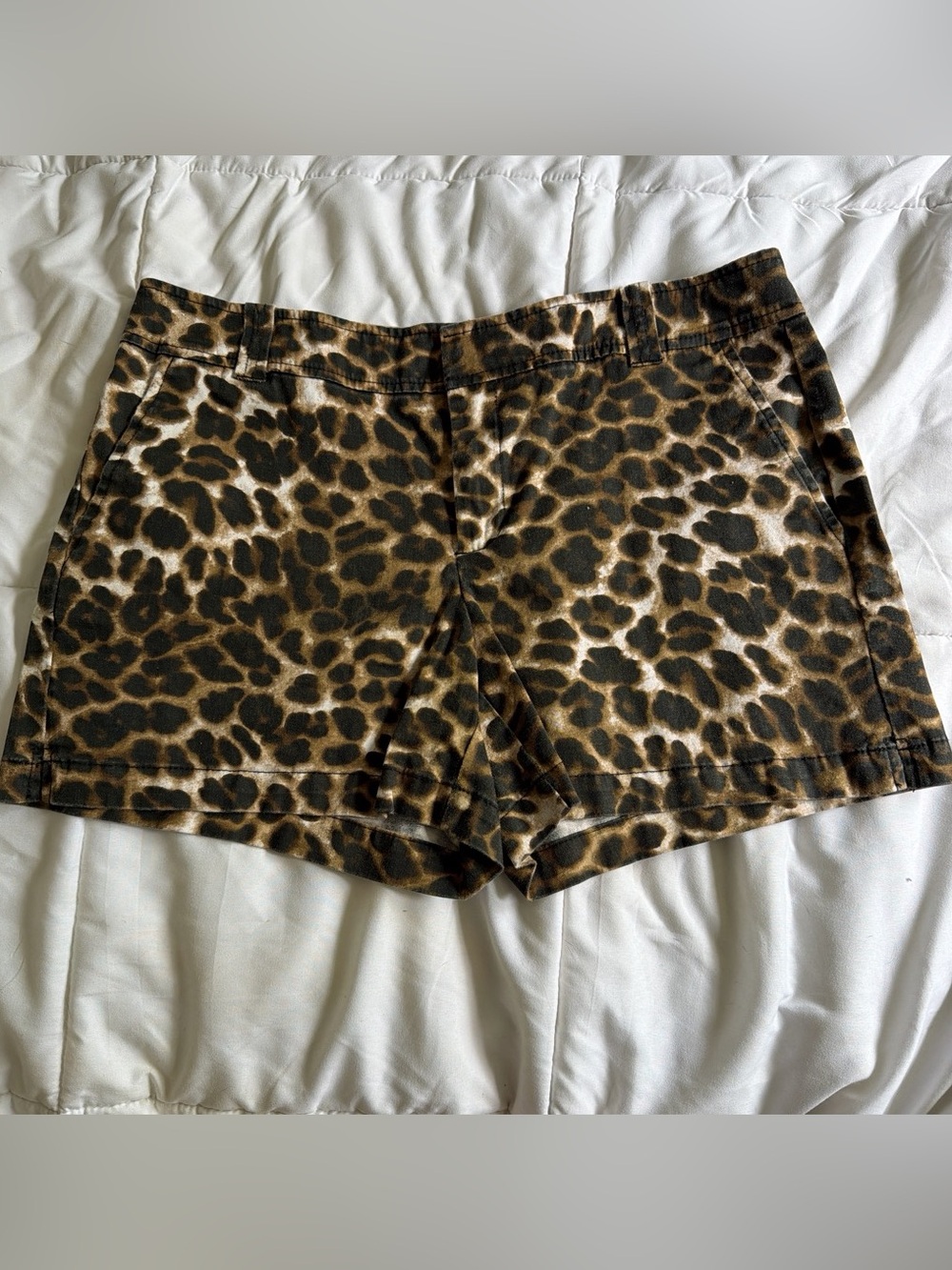 New York & Company Leopard Print High-Waist Shorts - Brown/Black
